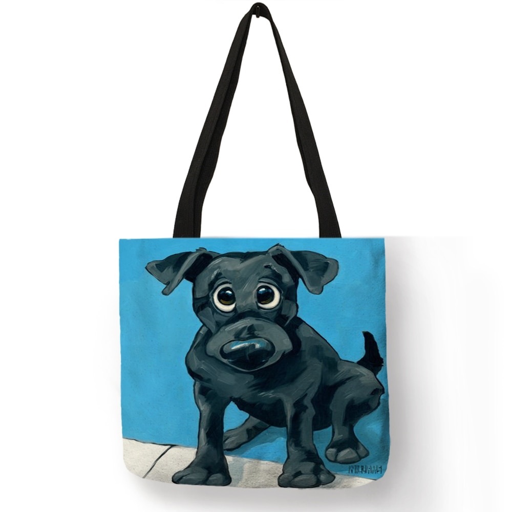 Eco-Friendly Goofy Black Lab Dog Folding Tote Bag